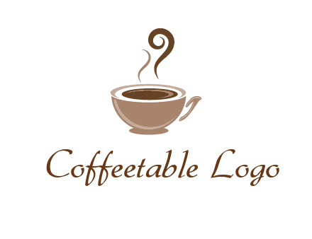fancy coffee cup with steam beverage logo