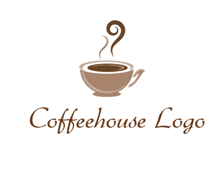 fancy coffee cup with steam beverage logo