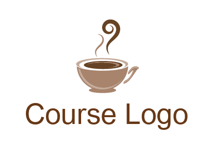 fancy coffee cup with steam beverage logo