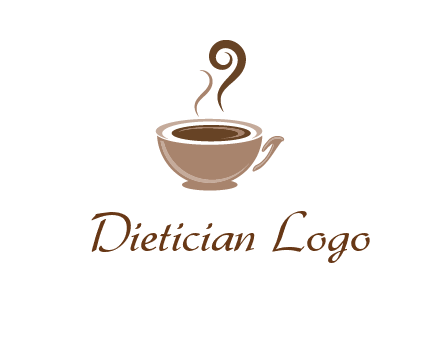 fancy coffee cup with steam beverage logo