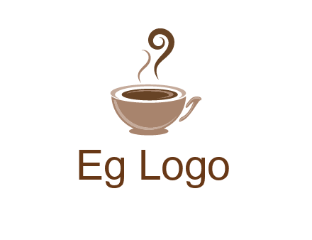 fancy coffee cup with steam beverage logo