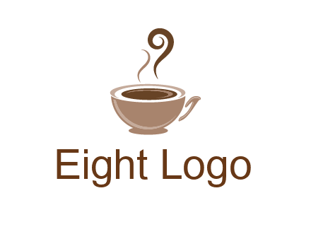 fancy coffee cup with steam beverage logo
