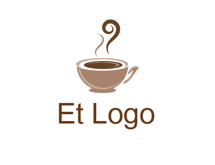 fancy coffee cup with steam beverage logo