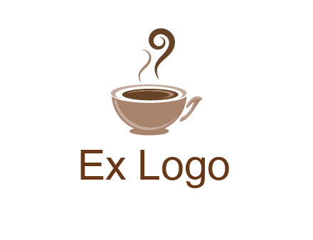 fancy coffee cup with steam beverage logo