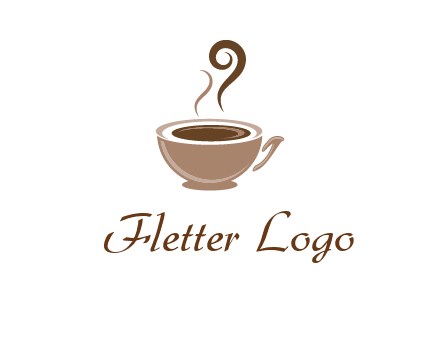 fancy coffee cup with steam beverage logo