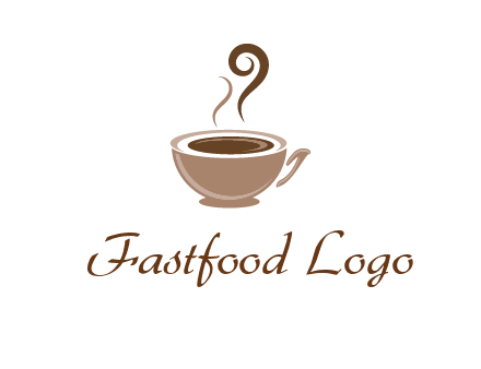 fancy coffee cup with steam beverage logo