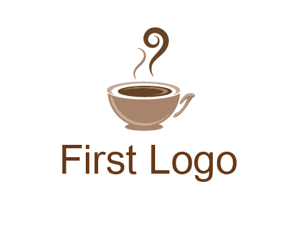fancy coffee cup with steam beverage logo