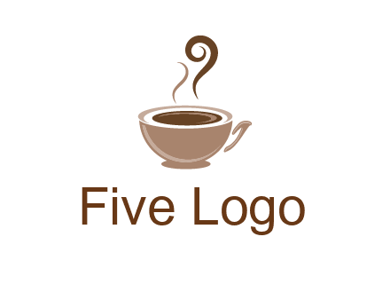 fancy coffee cup with steam beverage logo