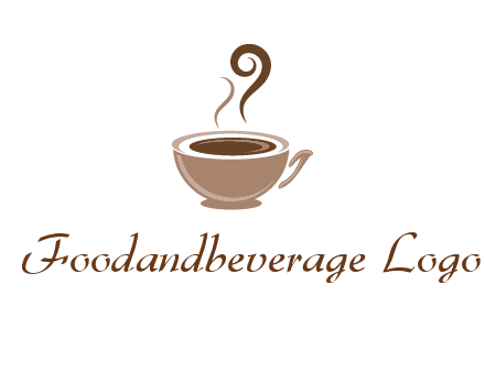 fancy coffee cup with steam beverage logo