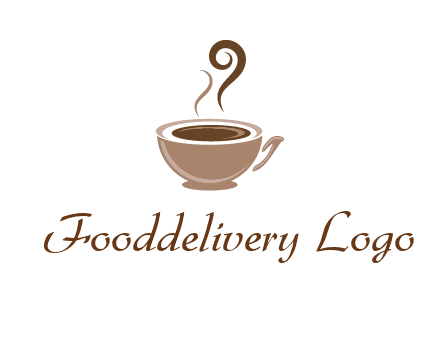 fancy coffee cup with steam beverage logo