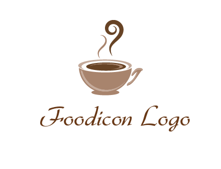fancy coffee cup with steam beverage logo
