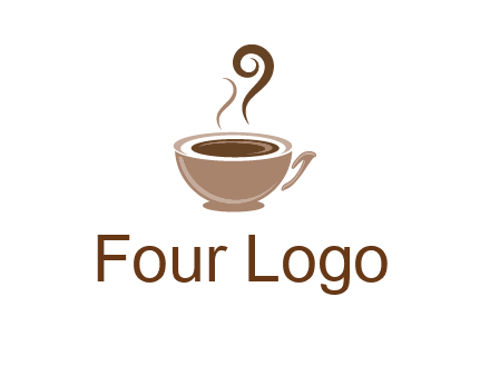 fancy coffee cup with steam beverage logo
