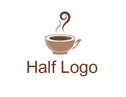 fancy coffee cup with steam beverage logo