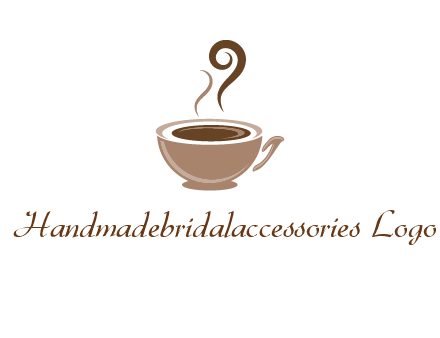 fancy coffee cup with steam beverage logo