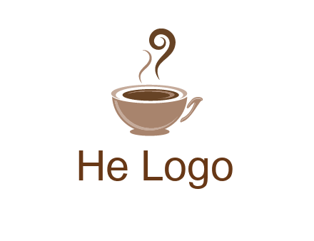 fancy coffee cup with steam beverage logo