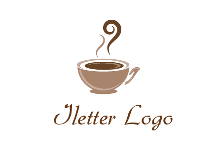 fancy coffee cup with steam beverage logo