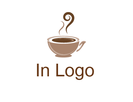 fancy coffee cup with steam beverage logo