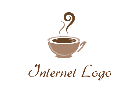 fancy coffee cup with steam beverage logo