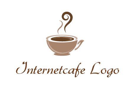 fancy coffee cup with steam beverage logo