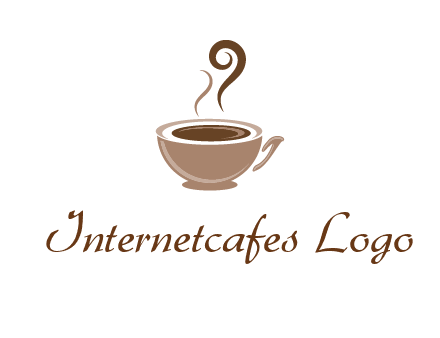 fancy coffee cup with steam beverage logo