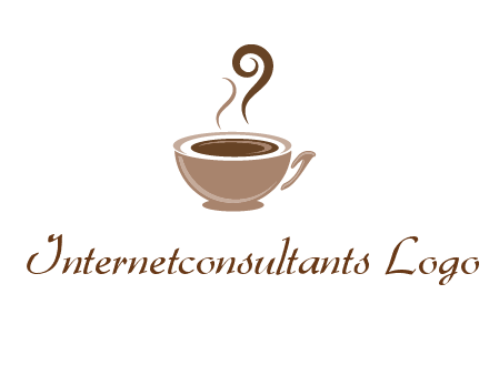 fancy coffee cup with steam beverage logo