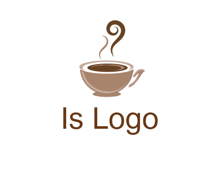 fancy coffee cup with steam beverage logo