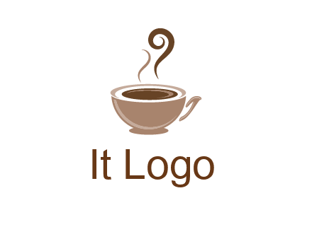 fancy coffee cup with steam beverage logo