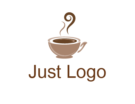 fancy coffee cup with steam beverage logo