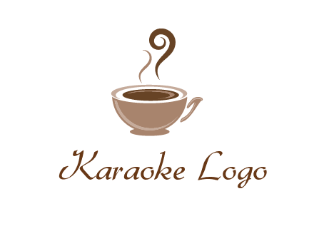 fancy coffee cup with steam beverage logo