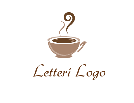 fancy coffee cup with steam beverage logo