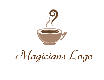 fancy coffee cup with steam beverage logo