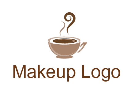 fancy coffee cup with steam beverage logo