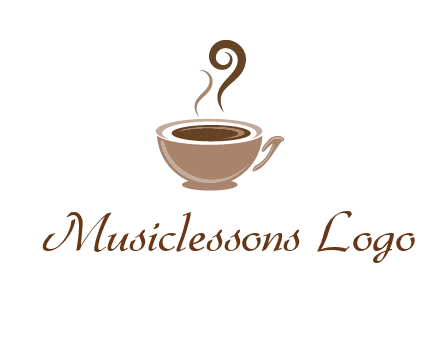 fancy coffee cup with steam beverage logo