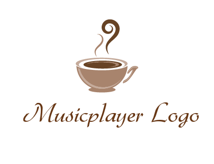 fancy coffee cup with steam beverage logo
