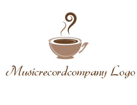 fancy coffee cup with steam beverage logo