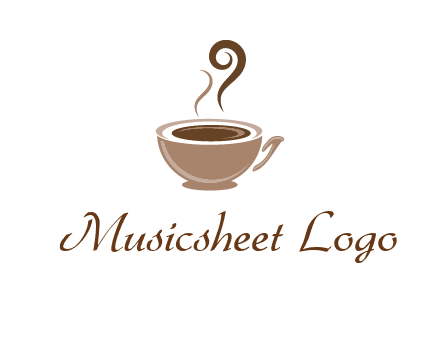 fancy coffee cup with steam beverage logo