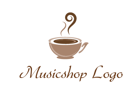 fancy coffee cup with steam beverage logo