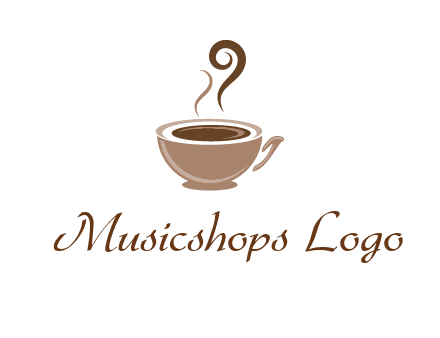 fancy coffee cup with steam beverage logo