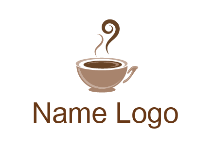 fancy coffee cup with steam beverage logo