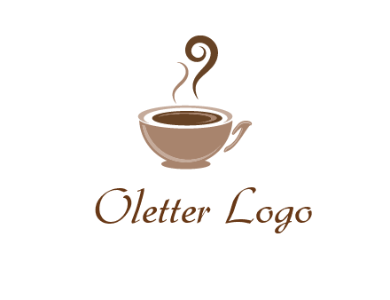 fancy coffee cup with steam beverage logo