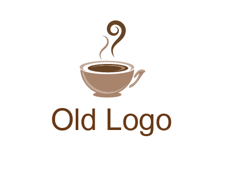 fancy coffee cup with steam beverage logo