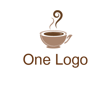 fancy coffee cup with steam beverage logo