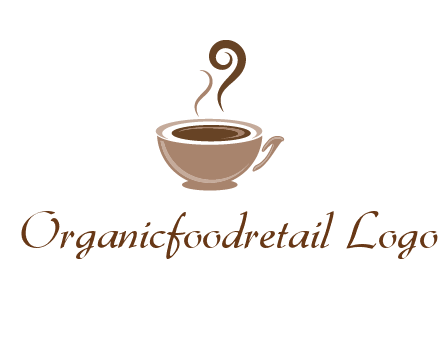 fancy coffee cup with steam beverage logo