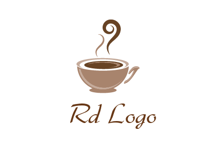 fancy coffee cup with steam beverage logo