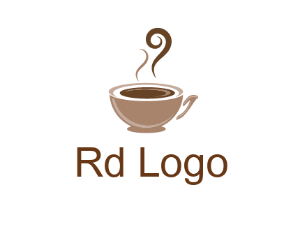 fancy coffee cup with steam beverage logo