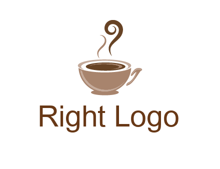 fancy coffee cup with steam beverage logo