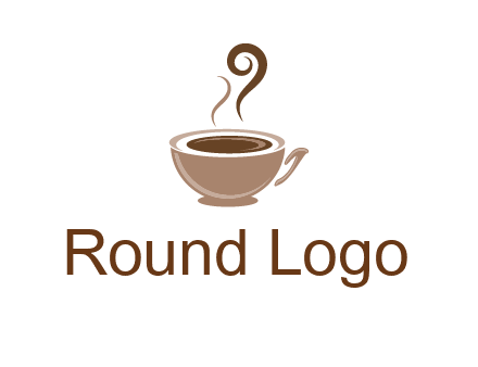 fancy coffee cup with steam beverage logo