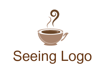 fancy coffee cup with steam beverage logo