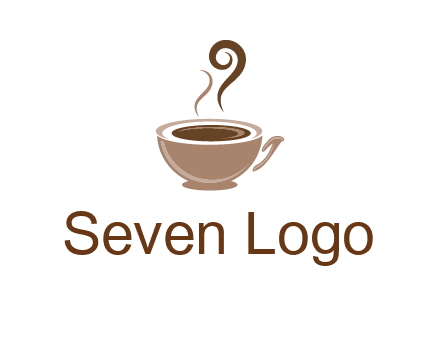fancy coffee cup with steam beverage logo