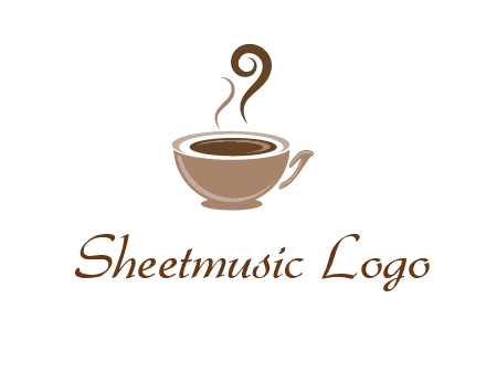 fancy coffee cup with steam beverage logo